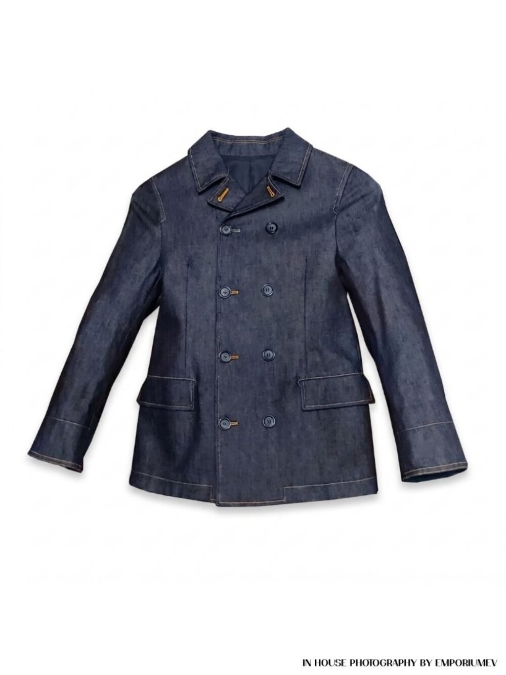 Dolce and Gabbana Indigo Denim Jean Double Breasted Boy’s Size 9 10 Jacket-Coat